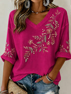 Women'S Breast Cancer Awareness Support Casual V-Neck T-Shirt