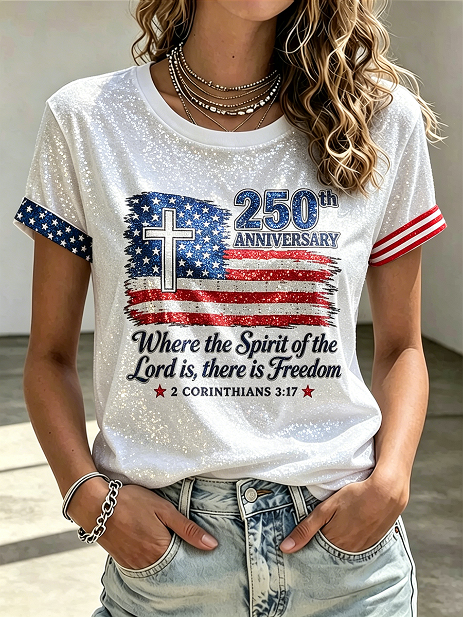 250Th Anniversary Commemorative Faith Printed Round Neck Top In The United States