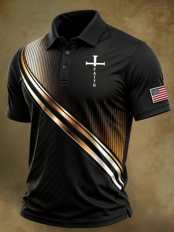 Men's Faith Cross Printed Polo Shirt