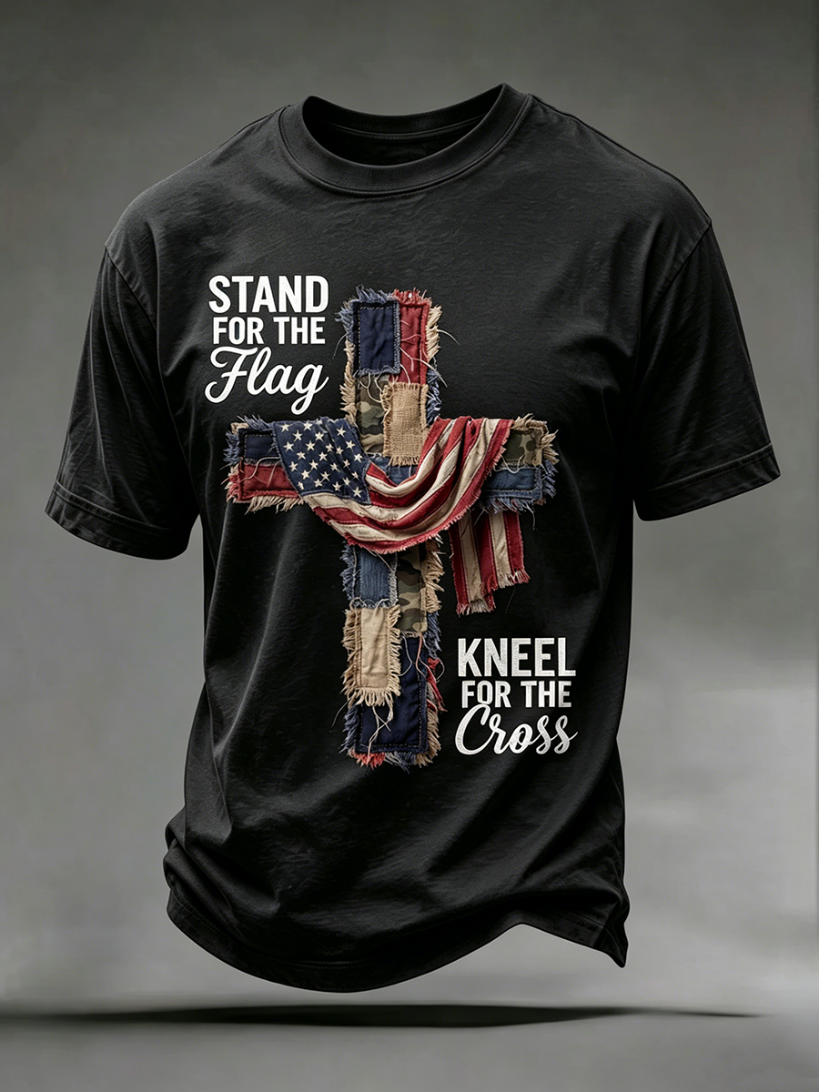 Religious Faith Cross Jesus Casual Printed Round Neck T-Shirt