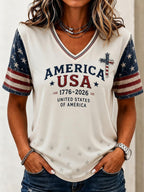 Women's Independence Day Casual Printed Short-Sleeve T-shirt