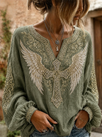 Women'S Gothic Cross Angel Wings Casual Top