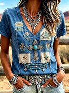 Women'S Casual Retro Western-Style Faith T-Shirt