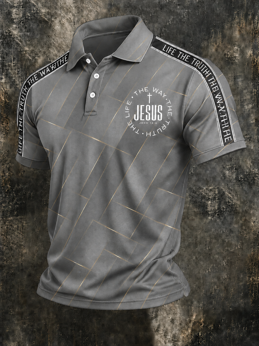 Men'S Retro Faith Printed Lapel Shirt