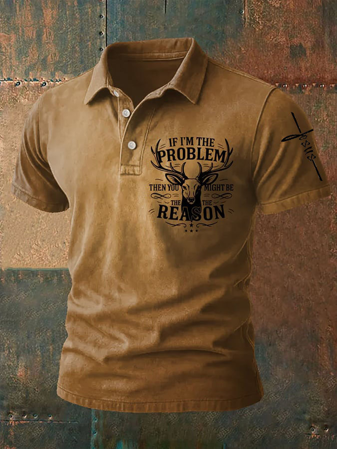 Men'S Western Cross Printed Polo Shirt