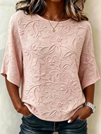 Women's Dark Pattern Cotton And Linen Floral Casual  Top