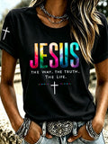 Women's Jesus Cross Printed Casual T-Shirt