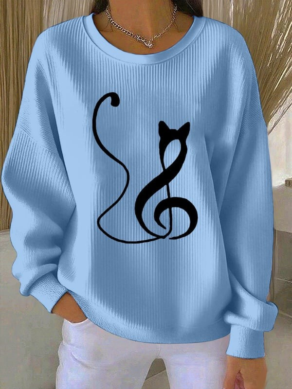 Women'S Cat Print Casual Sweatshirt