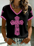 Women's Faith Printed V-neck T-shirt