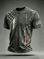 Men'S USA  Independence Day   Faith Art Printed T-Shirt