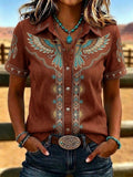 Women's Retro Ethnic Art Printed Shirt