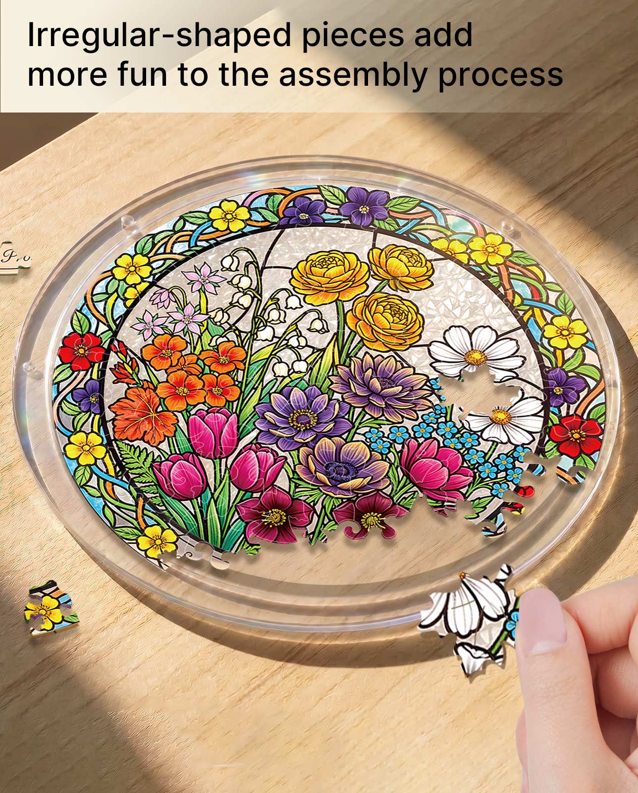Acrylic Jigsaw Puzzle Suncatcher - Spring’s Radiant Promise
