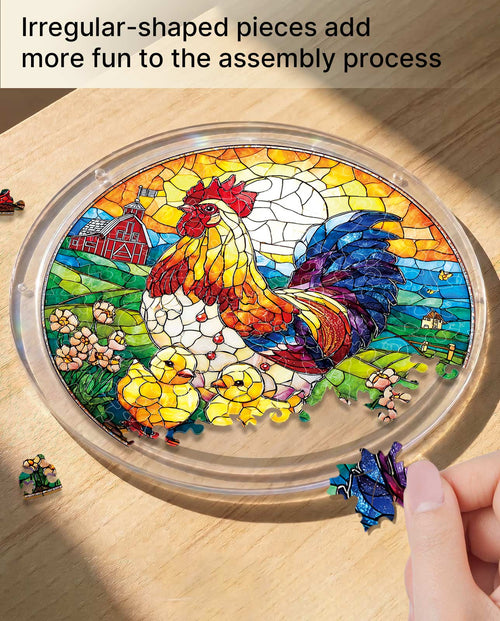 Acrylic Jigsaw Puzzle Suncatcher - Golden Dawn Rooster
