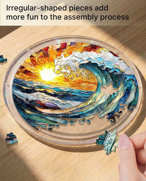 Acrylic Jigsaw Puzzle Suncatcher - Sunflare Ocean Crest