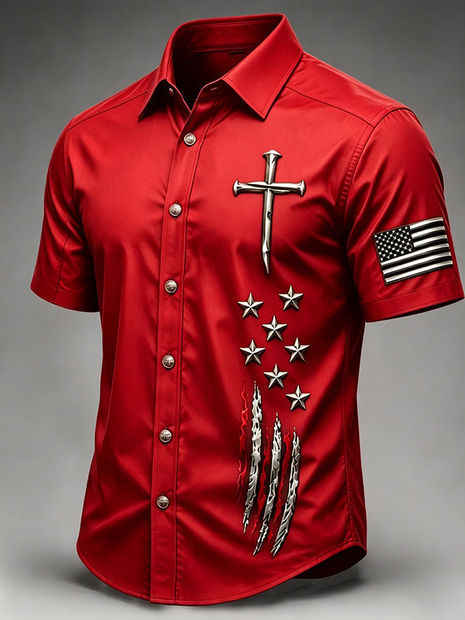 Men's Faith patriotic printed casual shirt