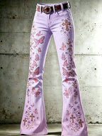 Women'S Flower Cross Patterned Flared Pants