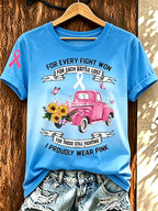 Women'S Pink Art Printed Casual T-Shirt