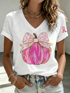 Women's Pink pumpkin Print T-shirt