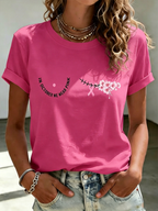 Women's Casual Breast Cancer Awareness Printed T-Shirt