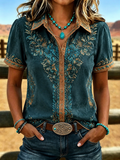 Women's Retro Western Art Printed Shirt