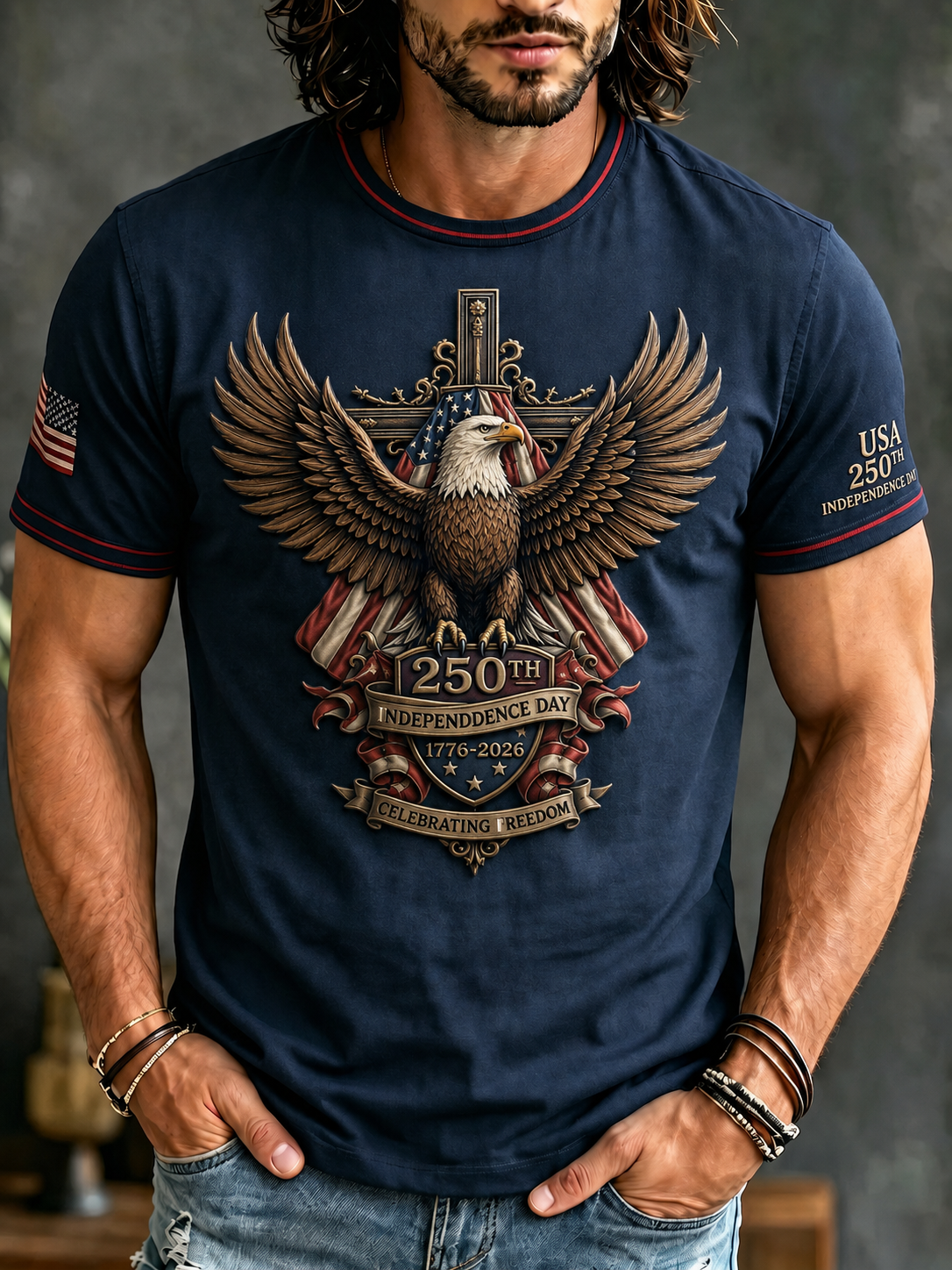 Men'S  Faith Cross Printed Printed Casual T-Shirt