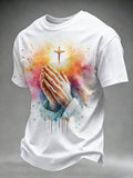Men's Religious Beliefs Printed Casual Round Neck T-shirt