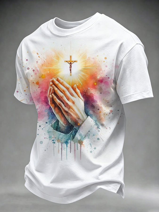 Men's Religious Beliefs Printed Casual Round Neck T-shirt