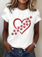 Women'S Paw Printed Casual T-Shirt