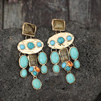 Personalized Ethnic Turquoise Earrings With Tassel Long Earrings And Earrings
