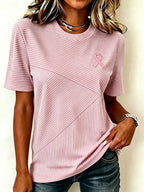 Disease Awareness Ribbon Stripe Print Women's Casual T-Shirt