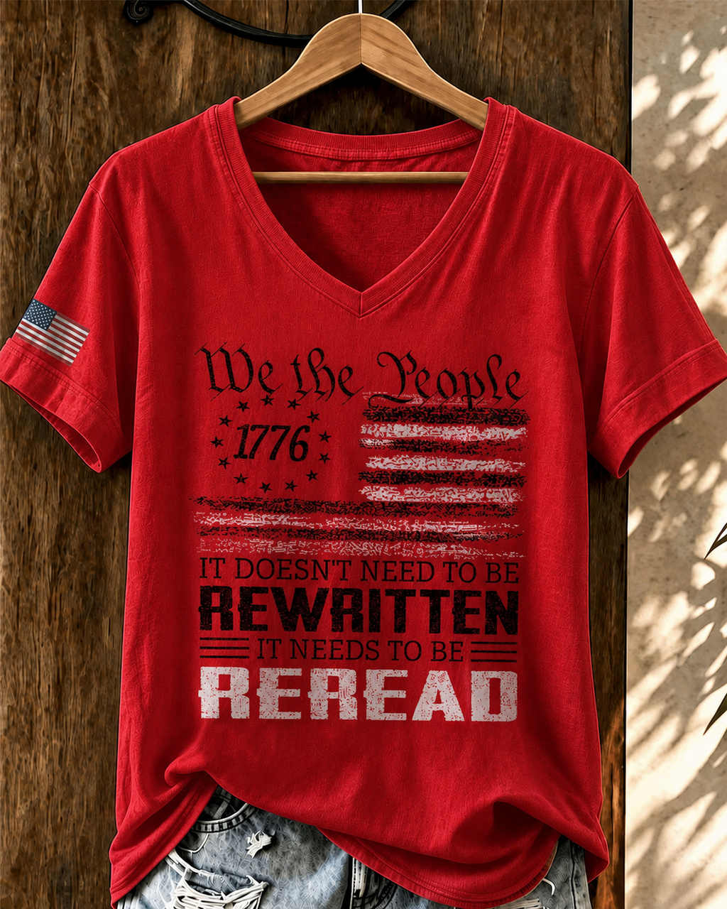 Women'S American Flag Patriotic Printed Casual T-Shirt