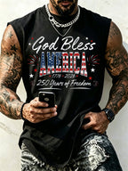 Men'S God Bless America Printed Casual Vest