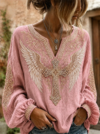 Women'S Gothic Cross Angel Wings Casual Top
