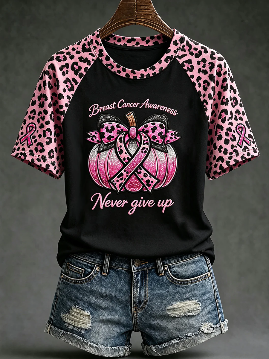 Women'S Breast Cancer Awareness Main Pattern Printed Casual Short-Sleeve T-Shirt