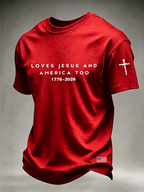 Men's American Flag Faith Printed Casual T-shirt