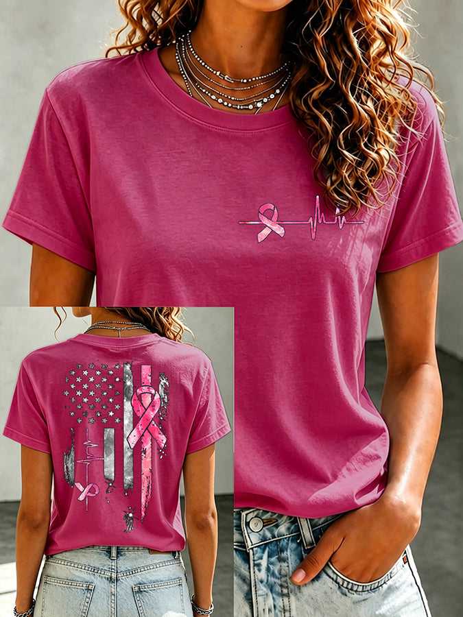 Women'S Belief In Breast Cancer Publicity Print Short Sleeve T-Shirt