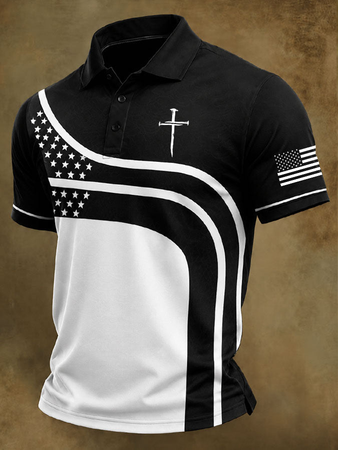 Men's Faith Cross Printed Polo Shirt