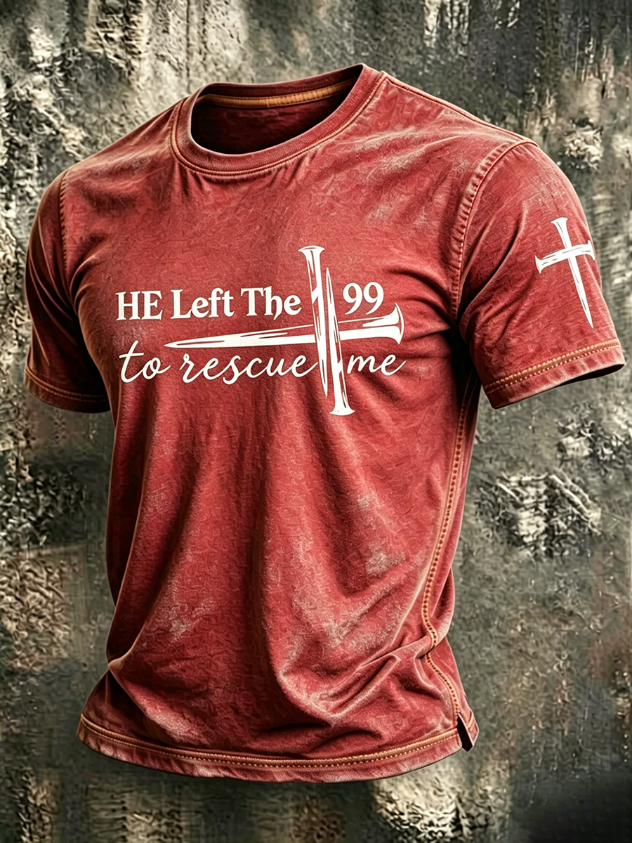 Jesus Cross Faith Commemorative Printed Round Neck T-Shirt
