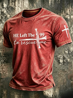 Jesus Cross Faith Commemorative Printed Round Neck T-Shirt