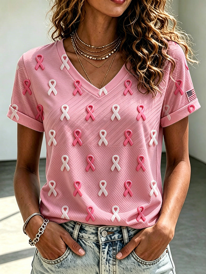 Women'S Breast Cancer Awareness Print T-Shirt