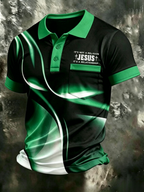 Men's Christian Cross Pocket Printed Polo Shirt