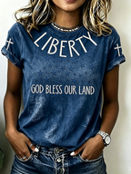Women's Retro Vintage Texture Religious Beliefs USA 250th Anniversary Printed T-shirt