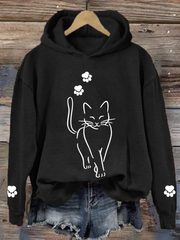 Women'S Cute Cat Graphic Cat Mom Casual Hoodie