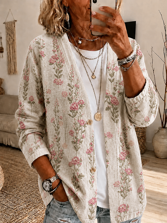 Women'S Leisure Breast Cancer Promotion Month Knitting Cardigan
