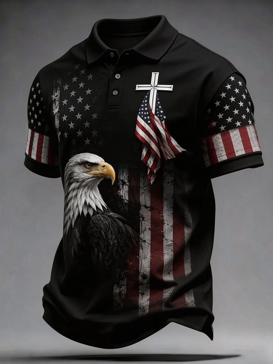 American Commemorative Cross Faith Printed Polo Shirt