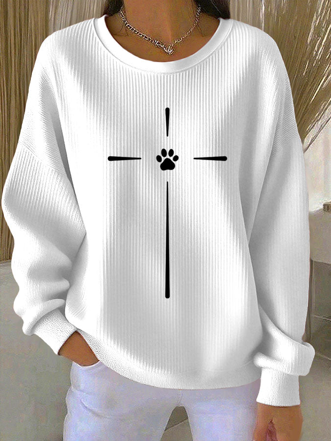 Women'S Paw Print Casual Sweatshirt