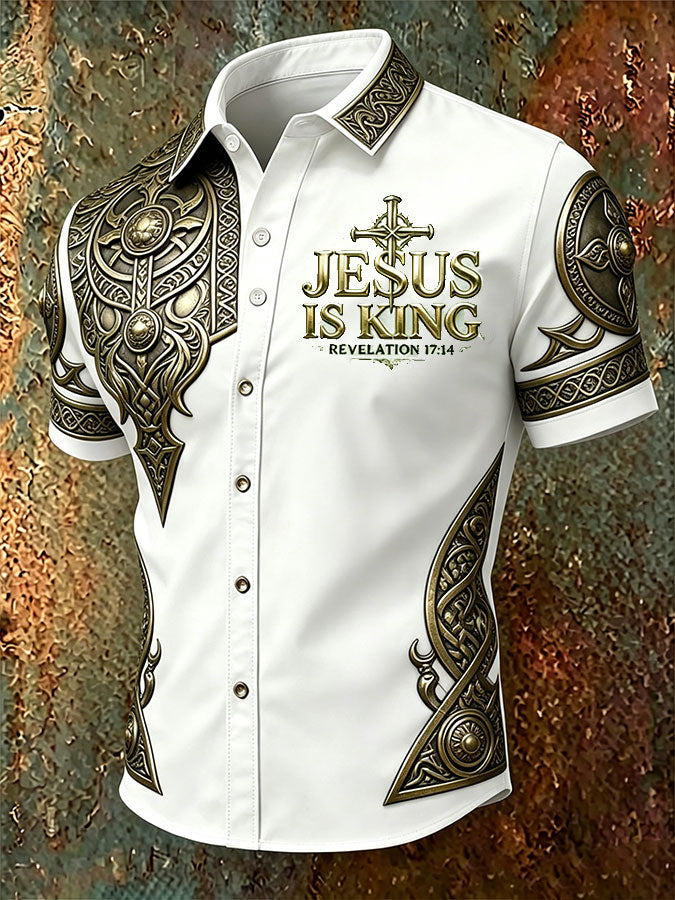 Men'S Faith Printed Casual Collar Shirt