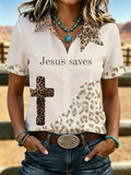Women'S Retro Faith Printed Shirt