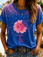 Women'S Breast Cancer Awareness Printing Short Sleeved T-Shirt