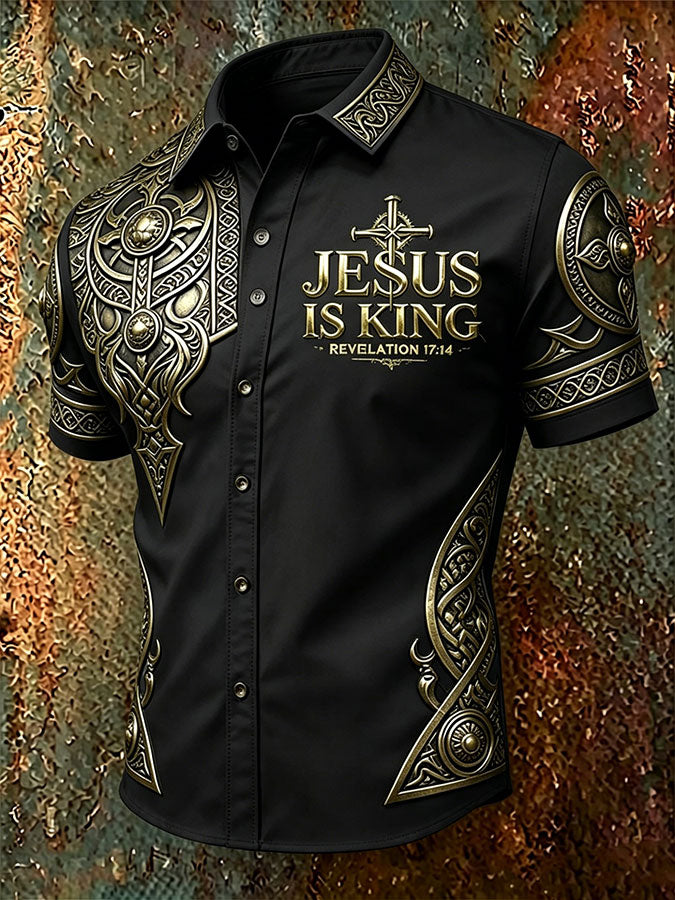 Men'S Faith Printed Casual Collar Shirt
